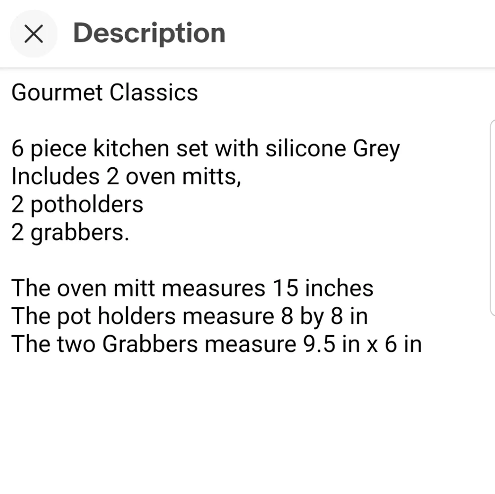 New. Gourmet Classics, 6-PC Kitchen Set with Silicone 2 Oven Mitts 2 Pot Holders